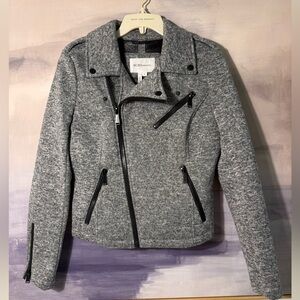 BCBGeneration Gray Knit Wool Look Zippered Moto Jacket